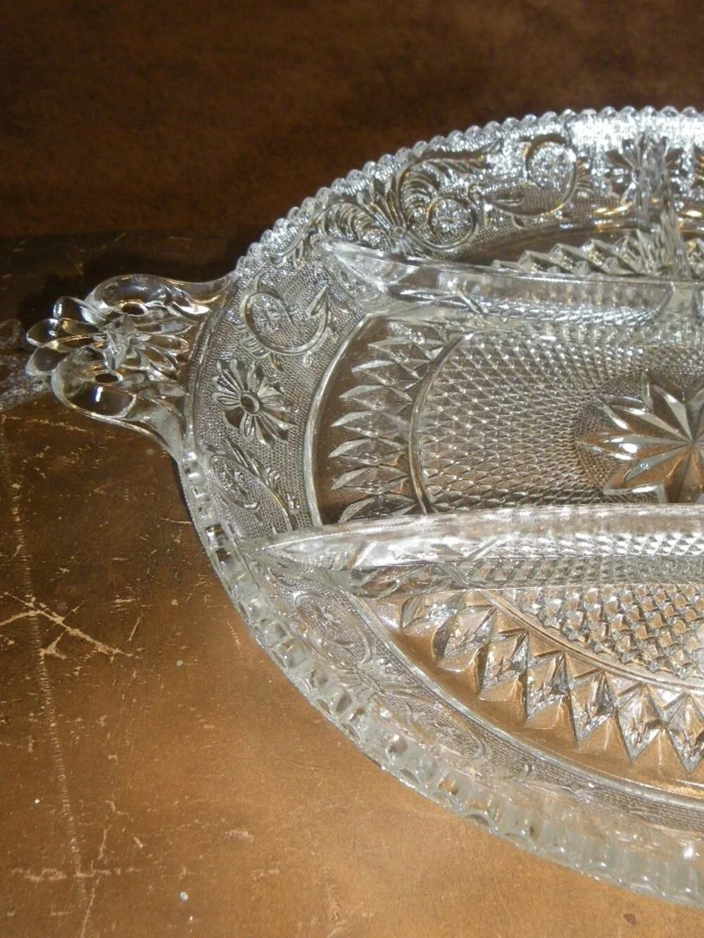 Vintage Crystal Hors d'oeuvre Plate Dish Serving Platter